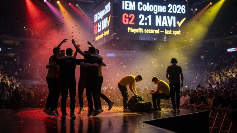 Editorial photo of G2 celebrating after a 2–1 win over NAVI at IEM Cologne